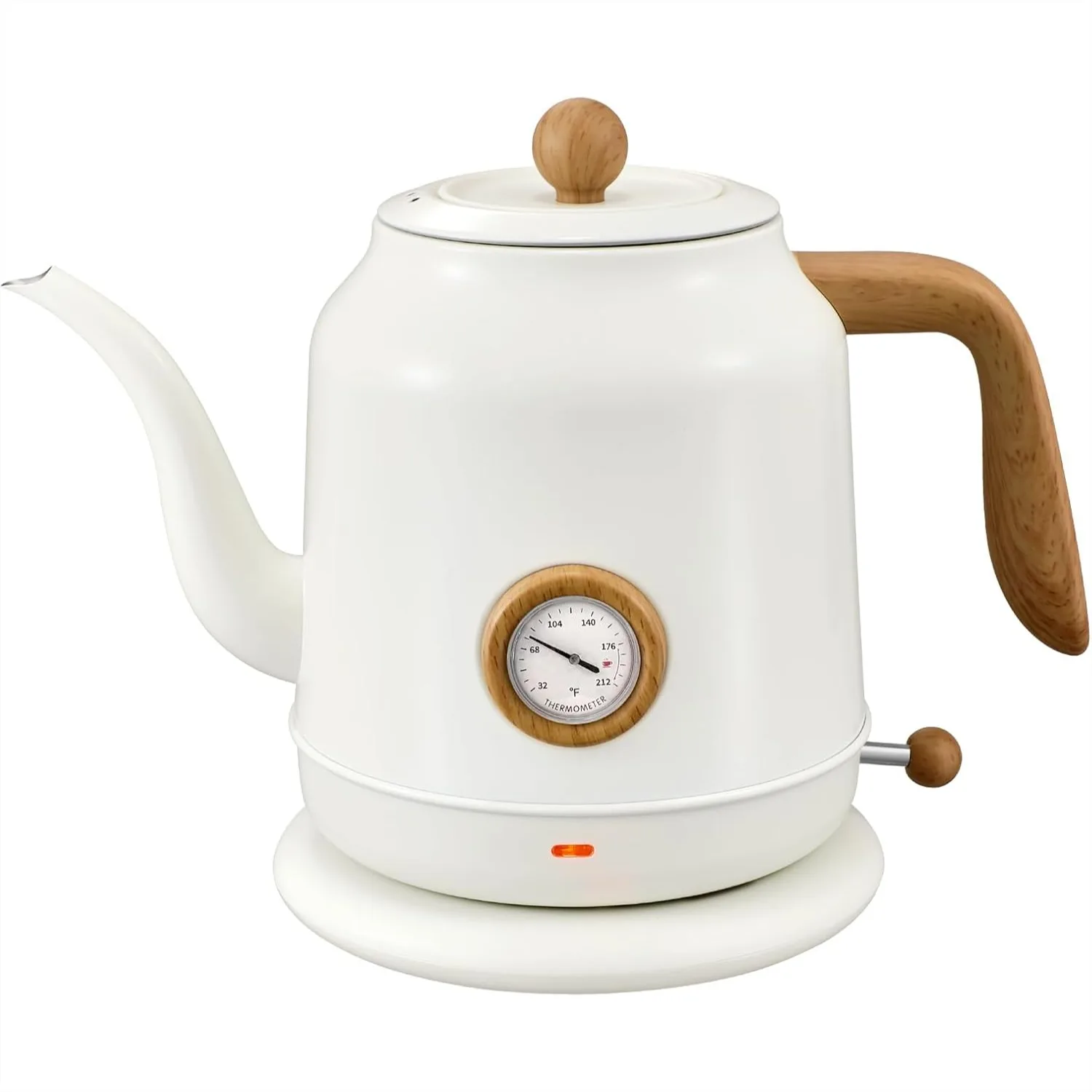 

1.2L Electric Gooseneck Kettle with Thermometer, 304 Stainless Steel Fast Boiling Water Kettle for Coffee & Tea
