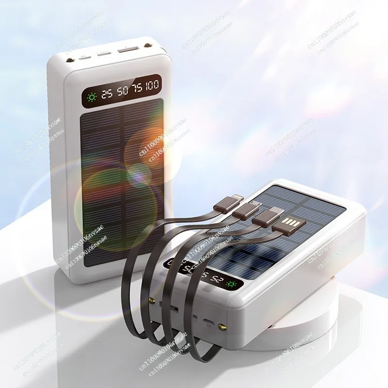 Solar power bank large capacity 5000 mAh fast charging with its own line mobile power
