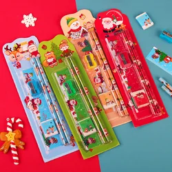 5pcs/Set Christmas Kids Stationery Set Children Pencil Ruler Eraser Sharpener Set School Supplies Gifts Kindergarten Prizes