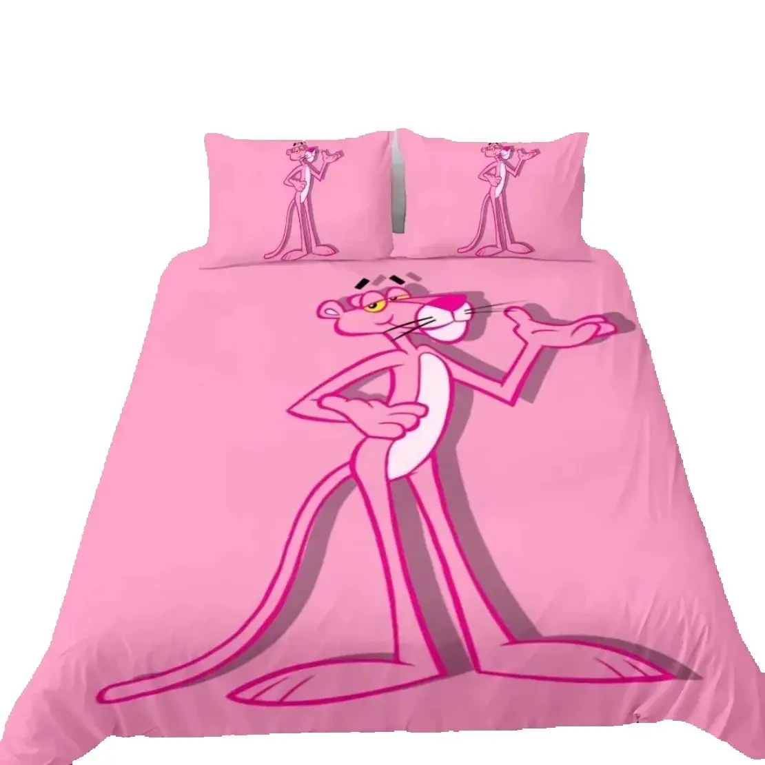 

Pink P-Panthers Bedding Set American Style Pink Leopard Duvet Cover Pillowcase For Adult Boy Girl Bedroom Decoration