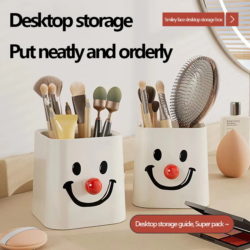 

Creative Pen Holder Cute Cartoon Student Stationery Organizer Bucket Makeup B rush Desktop Organizer Office Healing Smiley Face