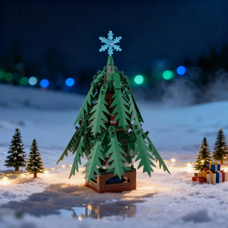 195pcs MOC Mini Family Festival Tree Creator Expert Model Building Blocks Construction Toy Education Brick Festival Gifts