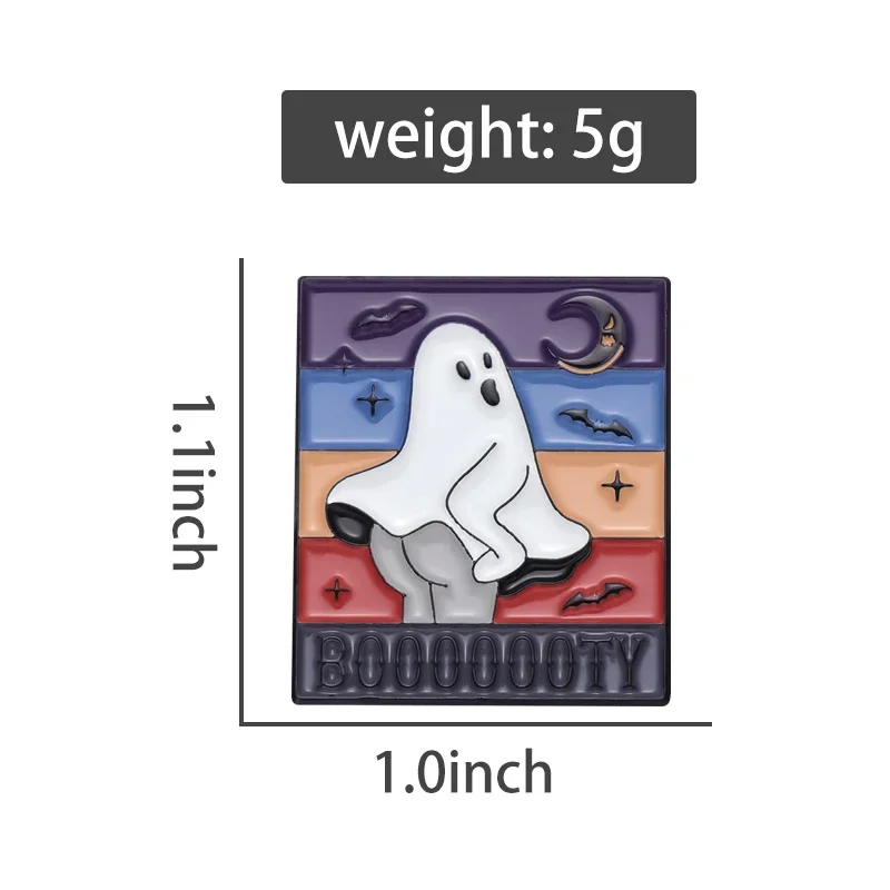 Эмалированные булавки на Хэллоуин, Милая брошь в виде привидения поднятия бедер, значок на лацкан, радуга, призрак, Мультяшные Смешные булавки, ювелирные изделия для одежды, рюкзака