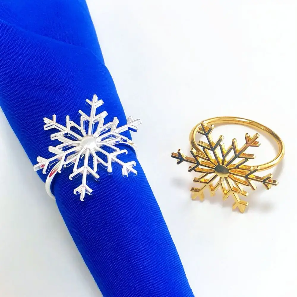 Christmas Snowflake Napkin Rings Metal Napkin Holders For Wedding Party Table Decoration Dinner Napkin Buckles Gold Silver