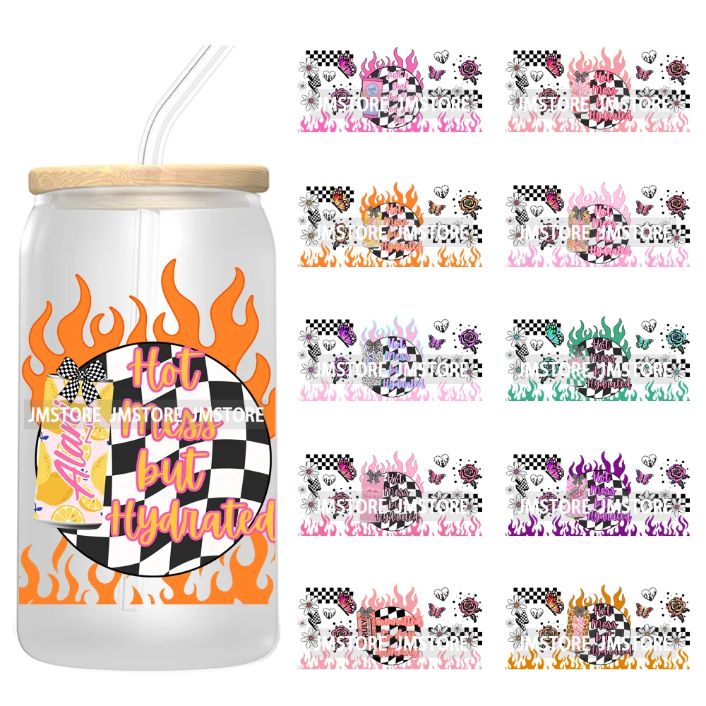 

Retro Drink Quotes Butterfly Flower Heart 16OZ UV DTF Cup Wraps Ready To Apply Waterproof Transfer Stickers For Libbey Glass Can