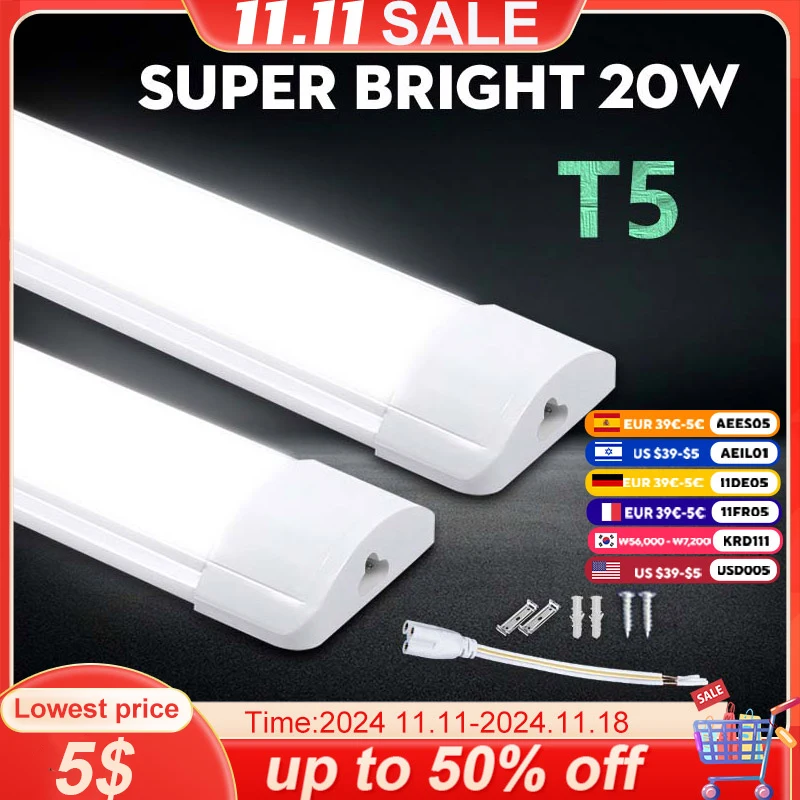 LED Kitchen Cabinet Lamps 220V 110V Led Lights Strip Lighting Fixture 10W 20W 30/50CM For Bedroom Closet Kitchen Lamp Tube Bar