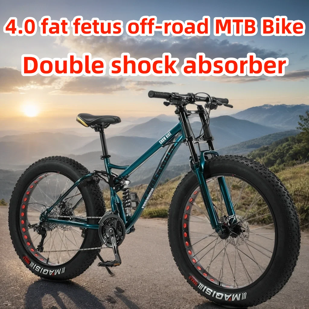 

4.0 Wide Fat Tires Snow Mountain BikeThree Blade Wheel Hanging Disc Brake Beach Off Road Bicycle 24/26 Inch 21/24/27/30 Speed