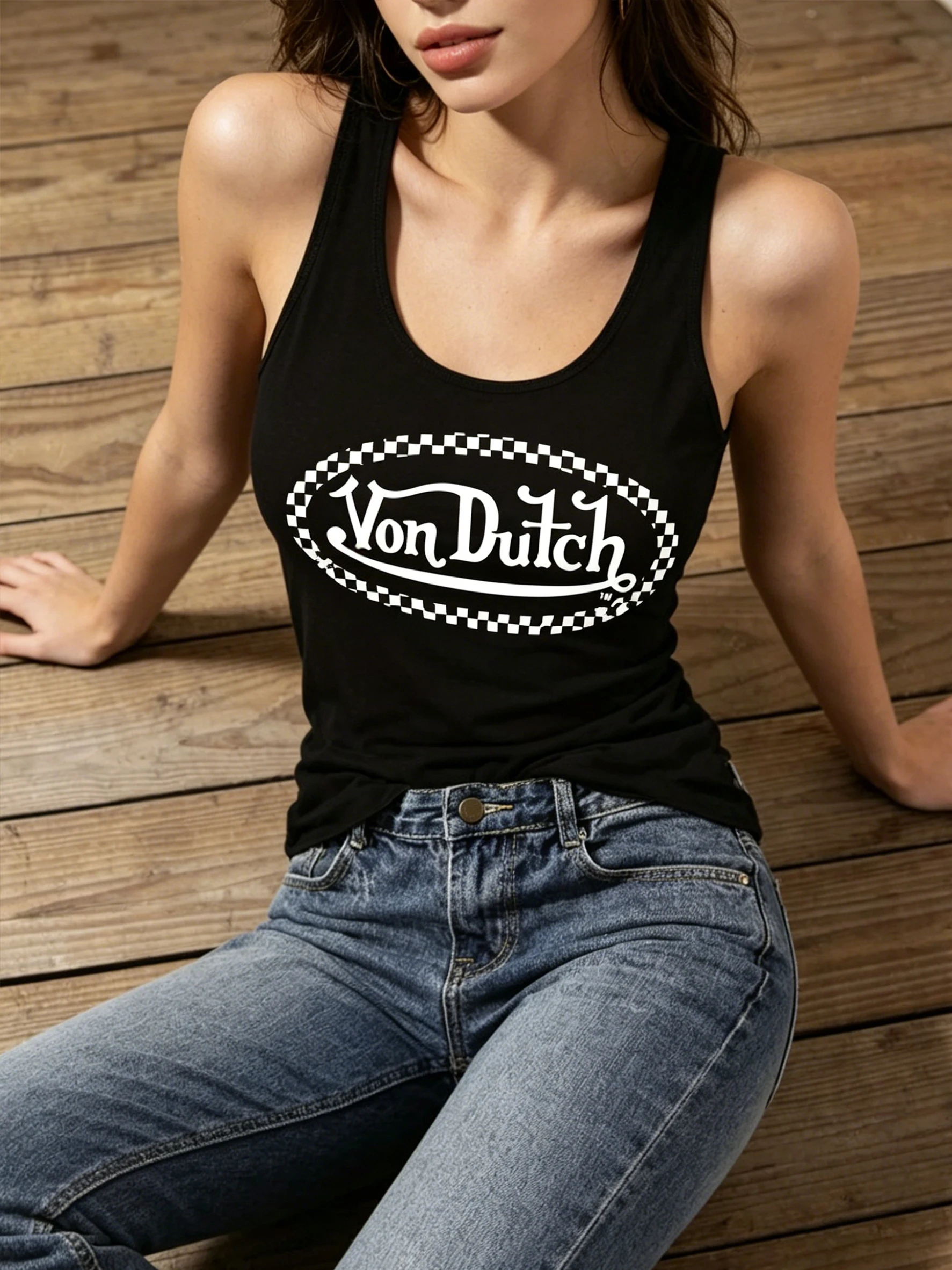 Damen Y2K American Street Retro-Style Tanktop mit Karomuster, für den Sommersport – Detail 4