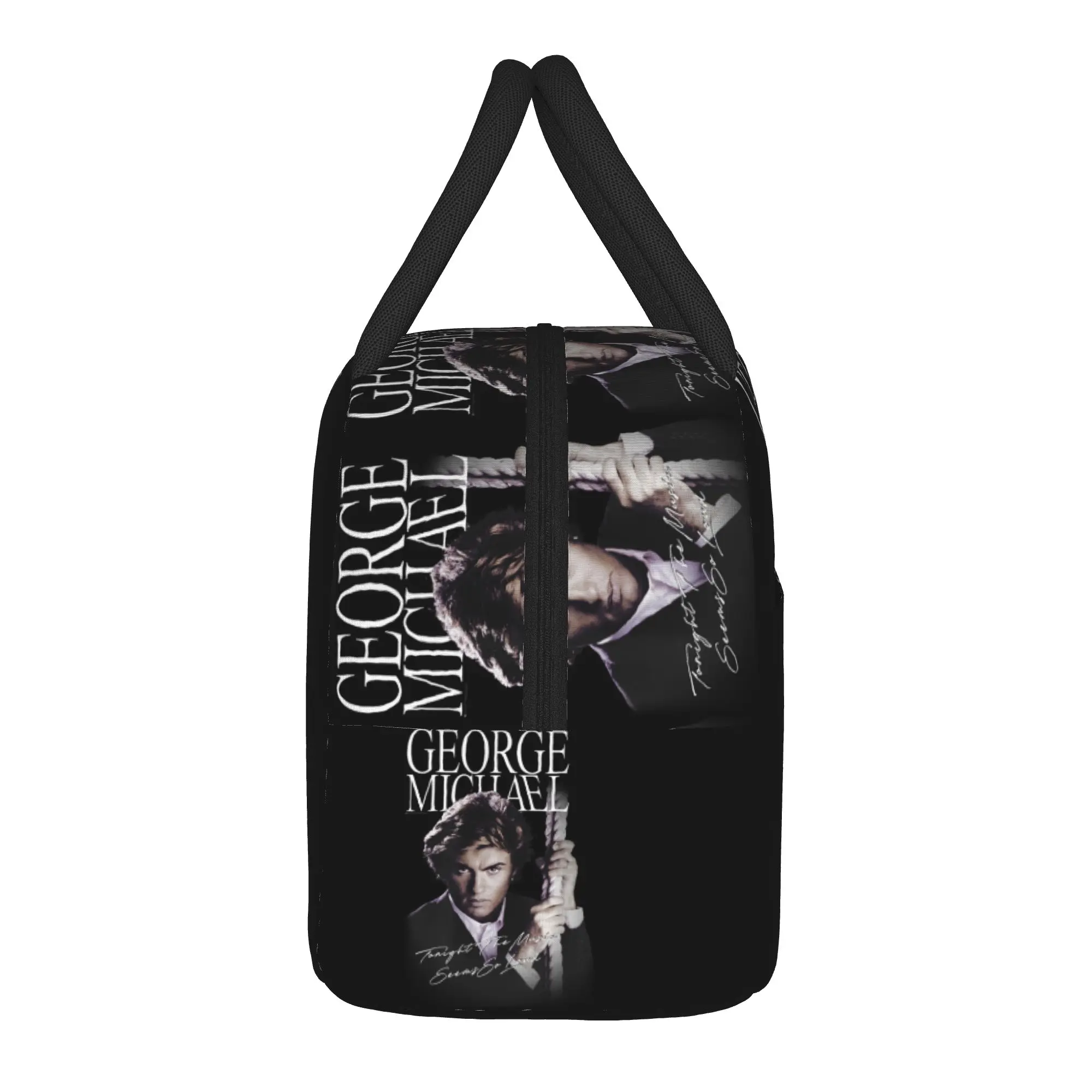 George Michael British Singer Lunch Bag Casual Lunch Box Travel Portable Thermal Tote Handbags For Child Oxford Print Cooler Bag