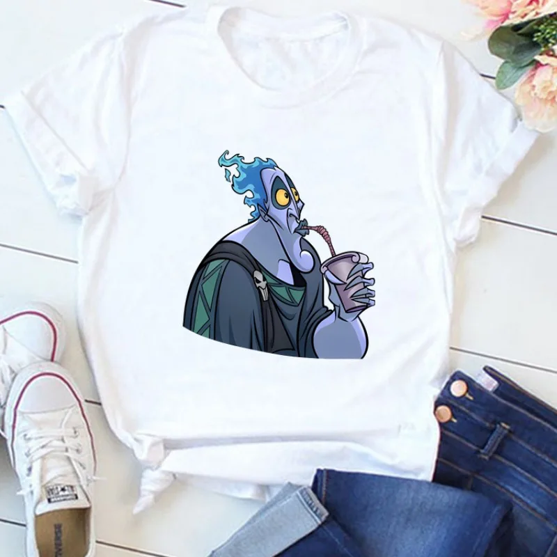 Disney Hercules Hades Women T Shirt 2024 Girls Harajuku 90S Casual Tee Graphic Tops Female Y2K Kawaii Lady T-shirt Short Sleeve