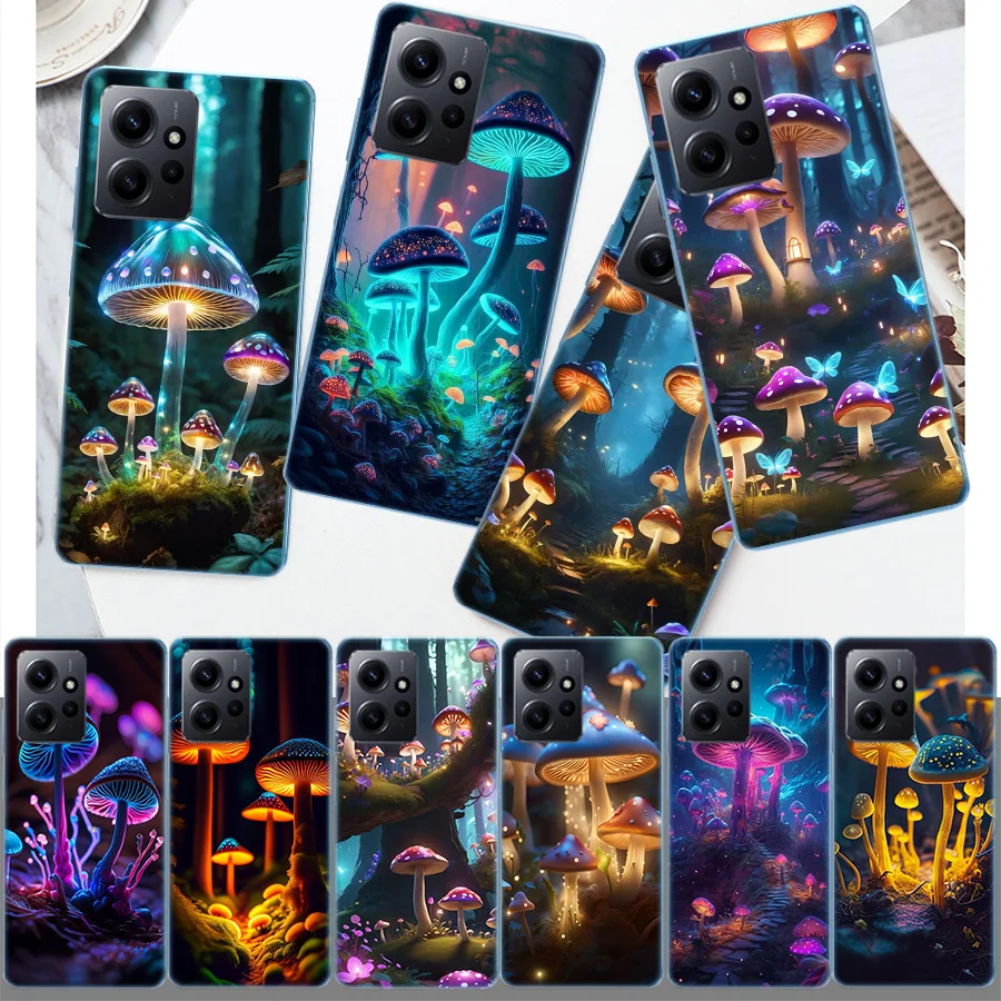 Dream Forest Landscape Mushroom House Cover Case For Xiaomi Redmi Note 13 5G Plus 12 12C 10 10A 10C 10X 9 9A 8 8A K60 K70 K20 Pr