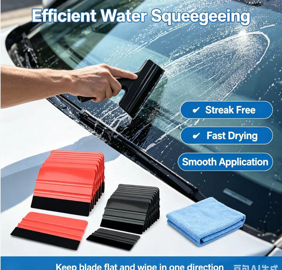 FOSHIO 10/20pcs Vinyl Car Wrap Felt Squeegee Non-Scratch Plastic Scrapper Window Tint Film Sticker Install Tool Water Remover