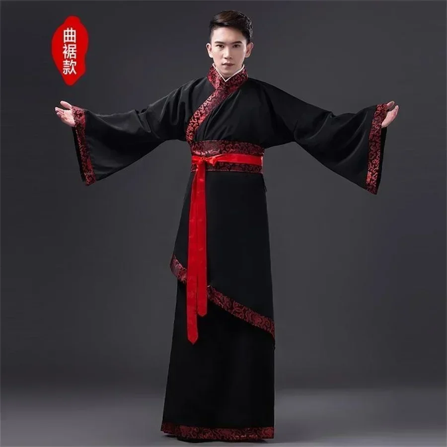 Chinese Silk Robe Ancient Knight Costumes Men Aldult Kimono China Traditional Vintage Ethnic Stage Cosplay Dance Costume Hanfu