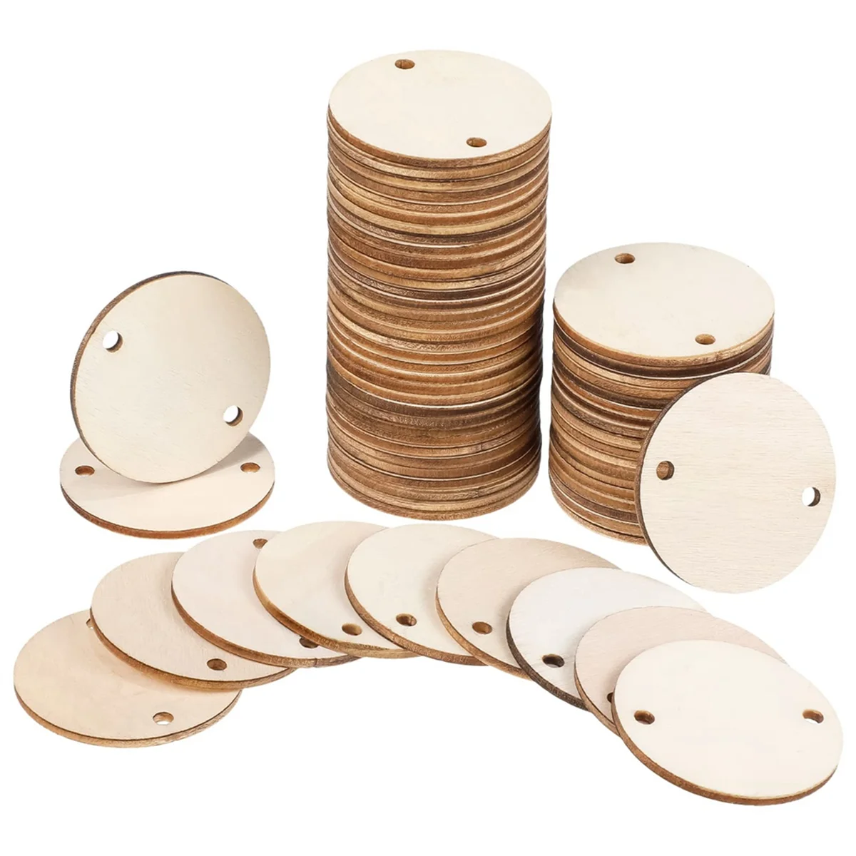 

A32P_200 шт. круглые деревянные бирки, бирки для доски на день рождения с 2 отверстиями для доски на день рождения, домашней доски, поделки своими руками, 1,5 дюйма