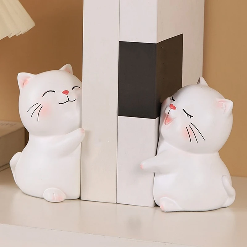 Cute Cats Decorative Bookends, Cute Cats Bookends Book Ends For Shelves,Cute Bookends Unique Book Ends To Hold Books Resin 2 PCS