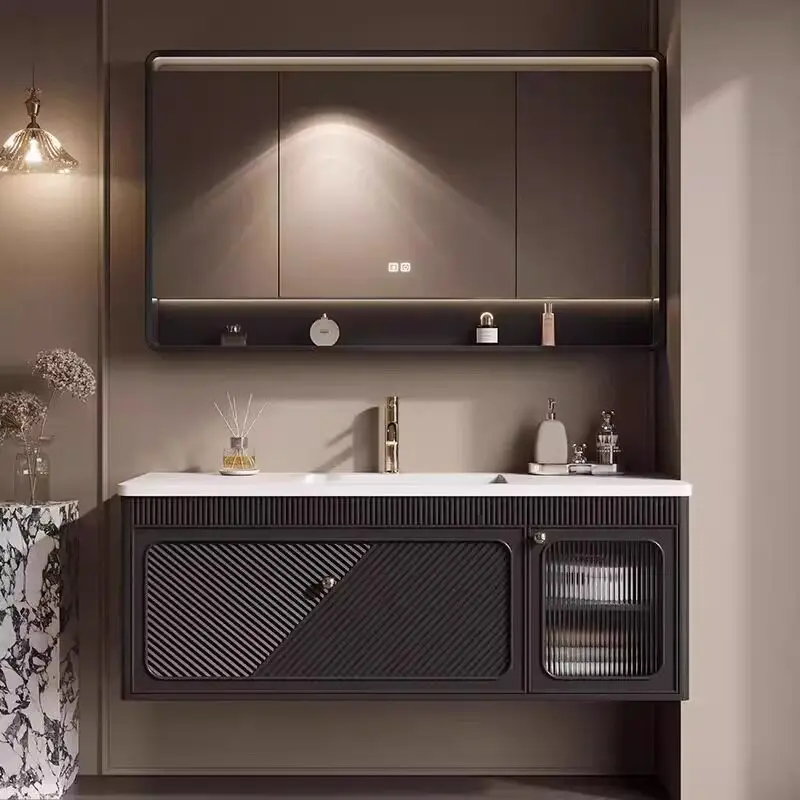 

Bathroom cabinet combination, rock slab hot bending integrated basin, bathroom wash table, face table