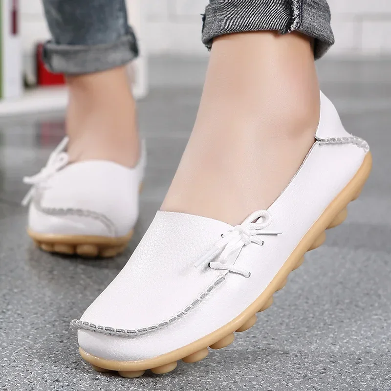 

2024 New Shoes for Women Moccasins Flats Woman Loafers Genuine Leather Female Shoes Slip on Ballet Nurse Women's Shoes