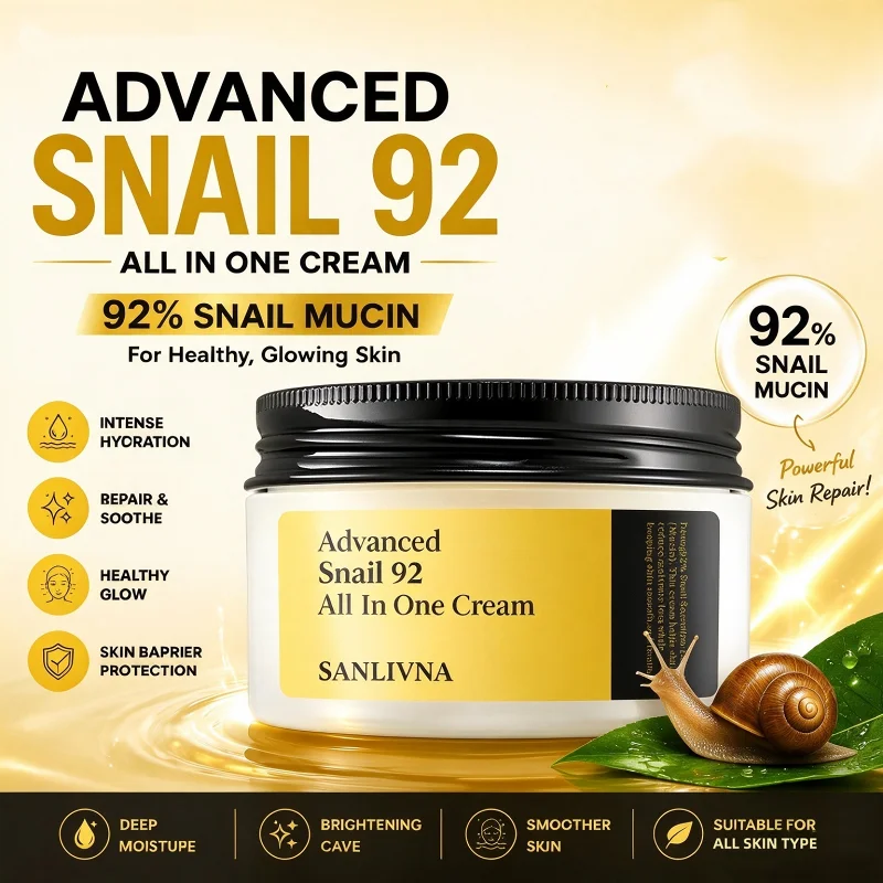 Korean Skincare Snail Mucin 92% Facial Cream 100ml,Anti-aging Face Moisturizer,Soft,Glowy Strengthening The Skin Beauty Products
