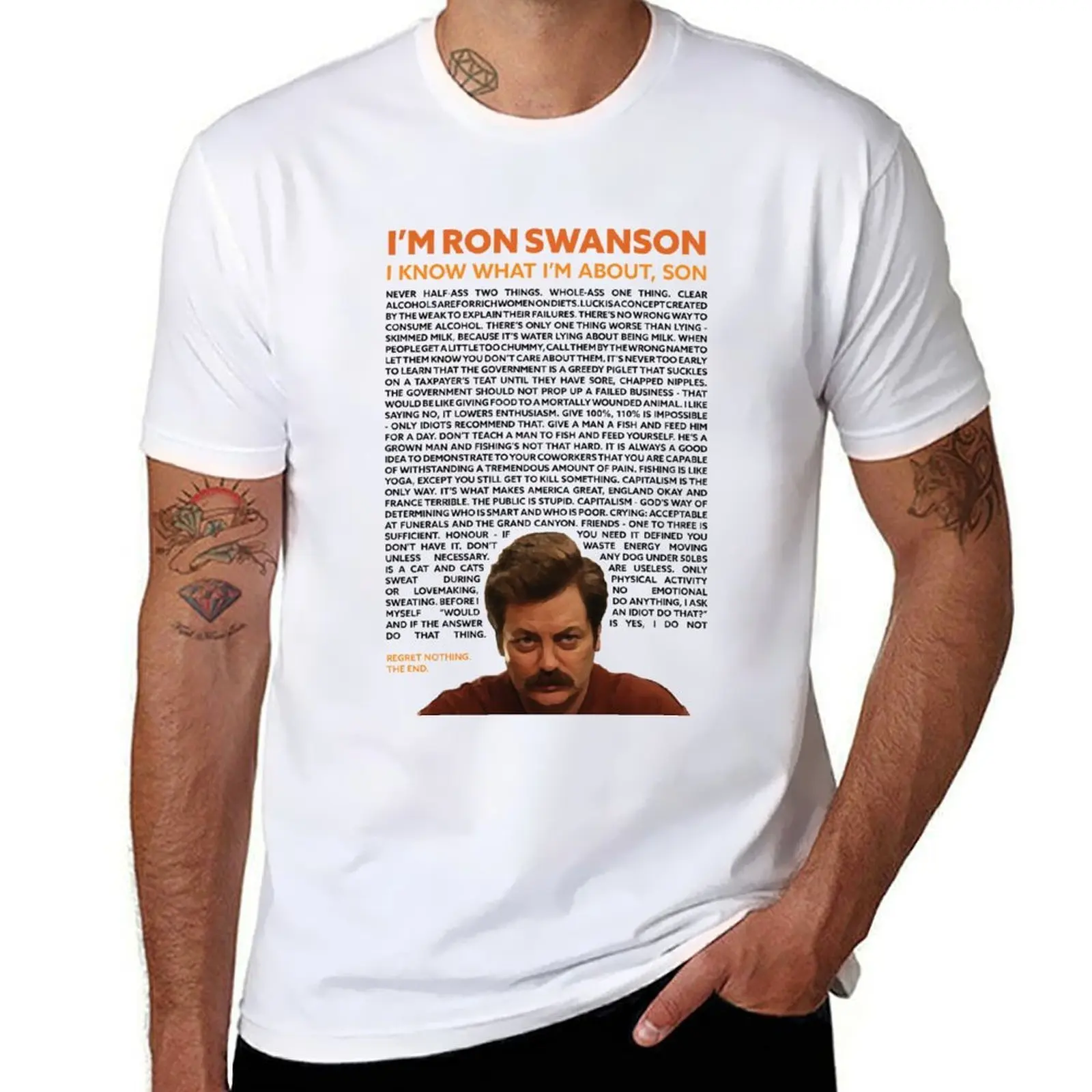 

Ron Swanson Дизайнерская футболка с цитатами, мужская футболка, хлопковая футболка высокого качества, мужская дизайнерская футболка
