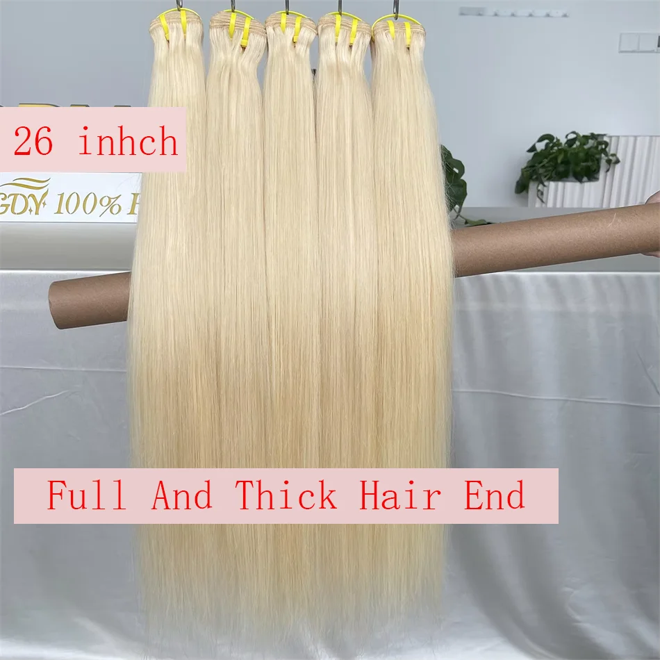 SWANEE 12A Double Drawn #613 Blonde Human Hair Bundles Straight Bundles For Women Hair Extensions Curly Hairs Salon Supply