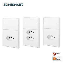 Zemismart Zigbee Brazil Outlet 10A 20A Brazilian Socket Work with Tuya Smart life Google Home Smartthings Homekit Control via M6