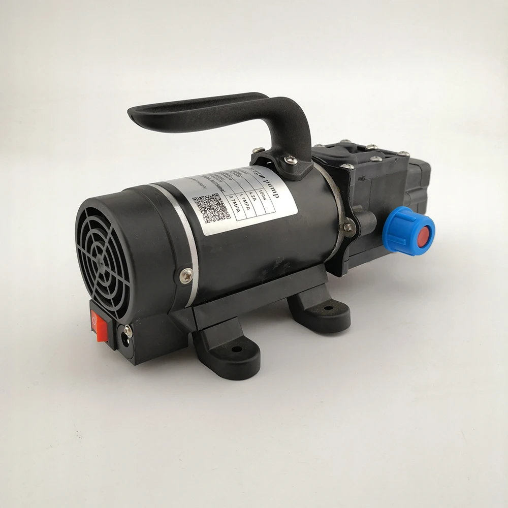 100w 12 volt small dc mini water pump electric High Pressure self priming diaphragm pump with buit-in fan