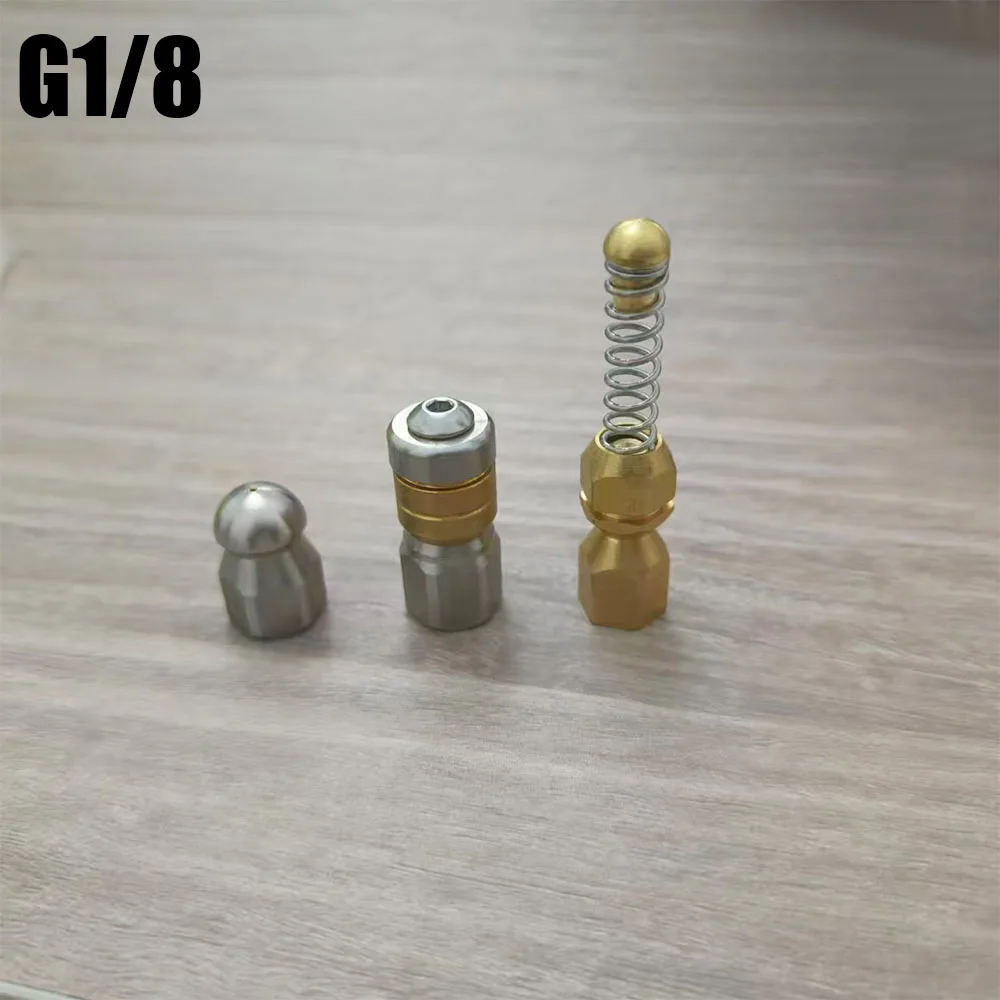 High Pressure Cleaner Sewer Drain Sewer Cleaning Nozzle Accessories 1/8 Inch Stainless Steel Quick Plug Drain Hose Nozzle Tools