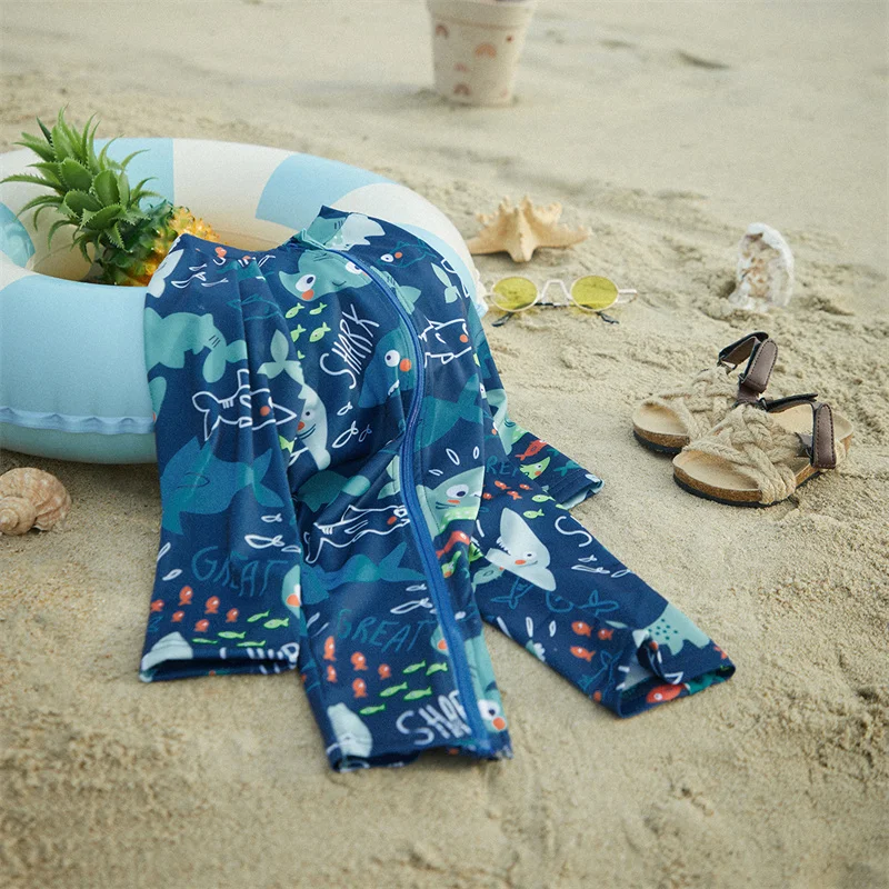 Baby Boy Swimsuit with Shark or Coconut Tree Print 3