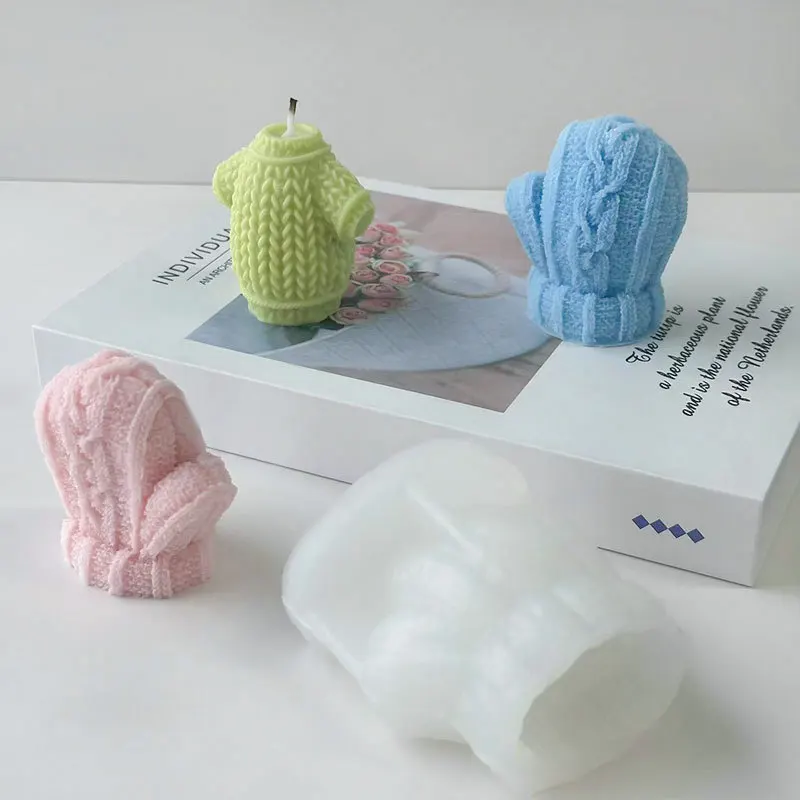 3D 모직 장갑 스웨터 실리콘 금형 DIY 크리스마스 아로마 촛불 석고 수지 금형 수제 비누 촛불 만들기 용품