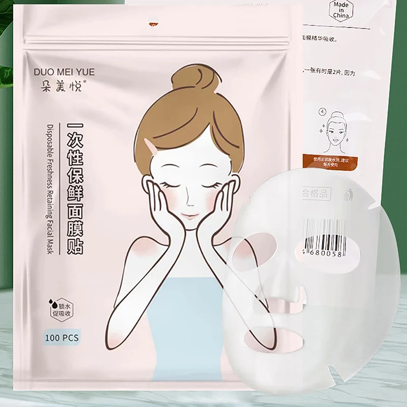 Disposable Face Plastic Film Full Face Cleaner Mask Neck Stickers Paper Transparent PE Masks Wrap Facial Beauty Healthy Tool