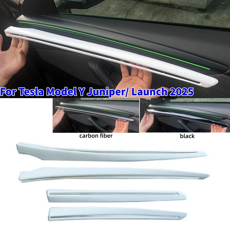 

4 шт., украшение для внутренней двери автомобиля, декоративная полоса центральной консоли для Tesla Model Y Juniper/ Launch 2025