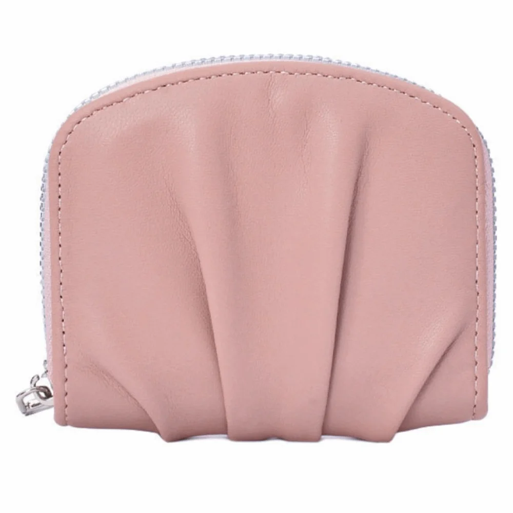 

Stylish Design mini Coin Purse Pleated Style Solid Color Small Wallet Versatile Functio PU Leather Purse Coin Storage