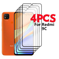 4/3/2/1PCS For Redmi 9C Glass Xiaomi Redmi 9C Tempered Glass Protective Film Full Cover Glue HD 9H For Screen Protector Redmi 9C