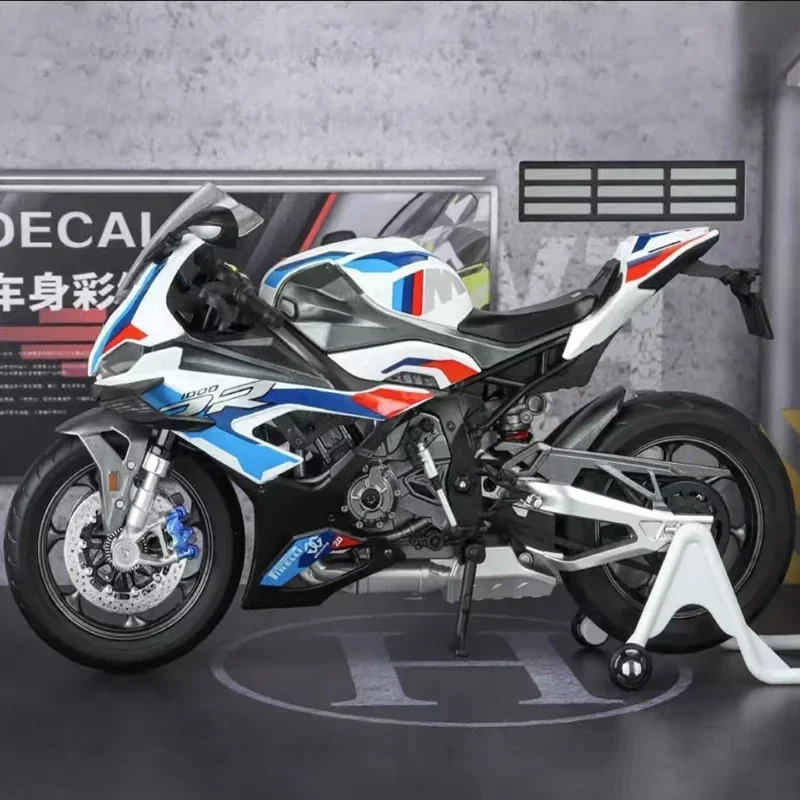 1/9 BMW 1000RR Alloy Racing Motorcycle Diecast Metal Street Sports Motorcycle Model Simulation With Light Children Toy Gift