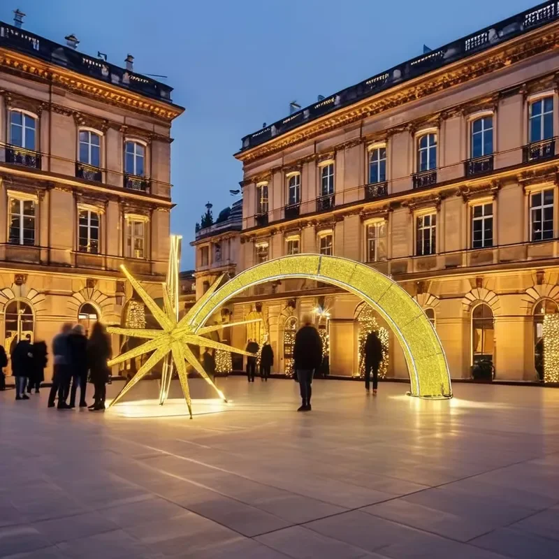 Large 3D Glowing Christmas Star Light Waterproof LED Street Decoration Commercial Outdoor Holiday Arch Pattern Lighting