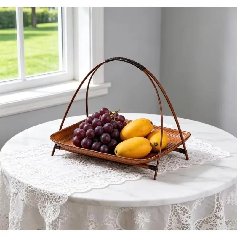 for Creative handmade bamboo weaving environmental protection shallow tray tray Japanese dried fruit dessert rack hanging