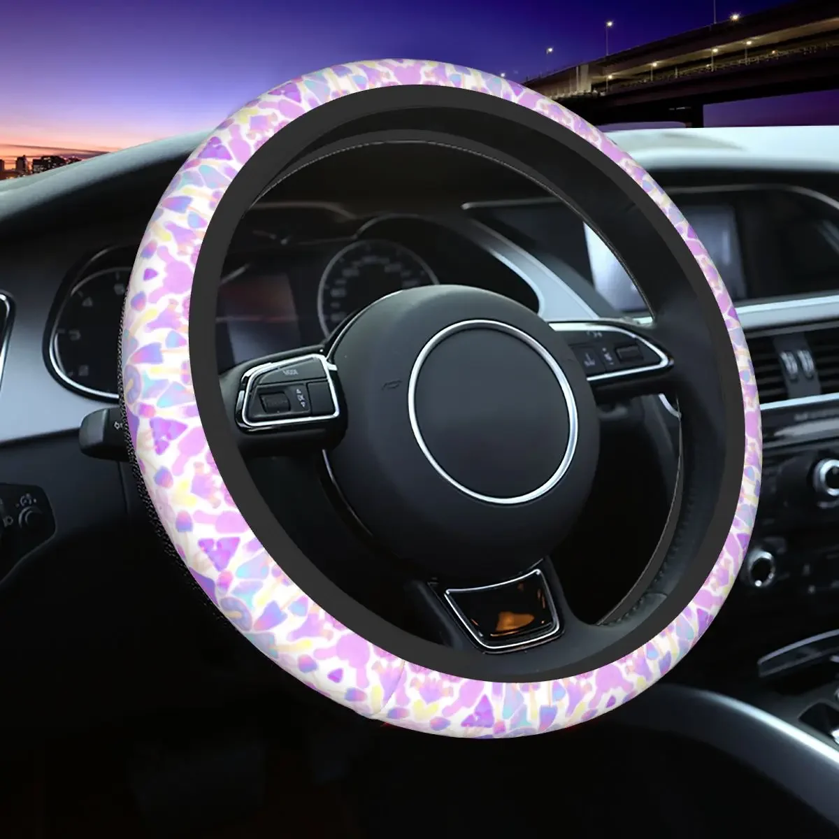 

Mushroom Hunt On White Steering Wheel Cover Magic Auto Car Steering Wheel Protector for Sedan Car Accessories Universal 15 inch