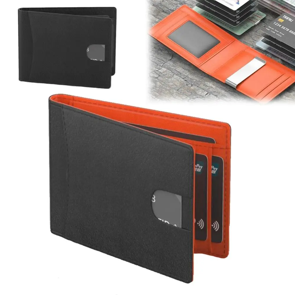 Fashion Bifold Design Business Card Holder Thin PU Leather Slim Wallet ID Badge Window Multi-slot Credit Card Holder Business Us