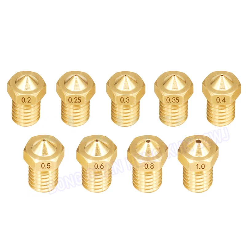 3D Printer Accessories E3D Nozzle v5 v6 M6 Thread for 1.75mm Filament E3D V6 Brass Copper Printhead 0.4mm 0.6mm 0.8mm High Flow