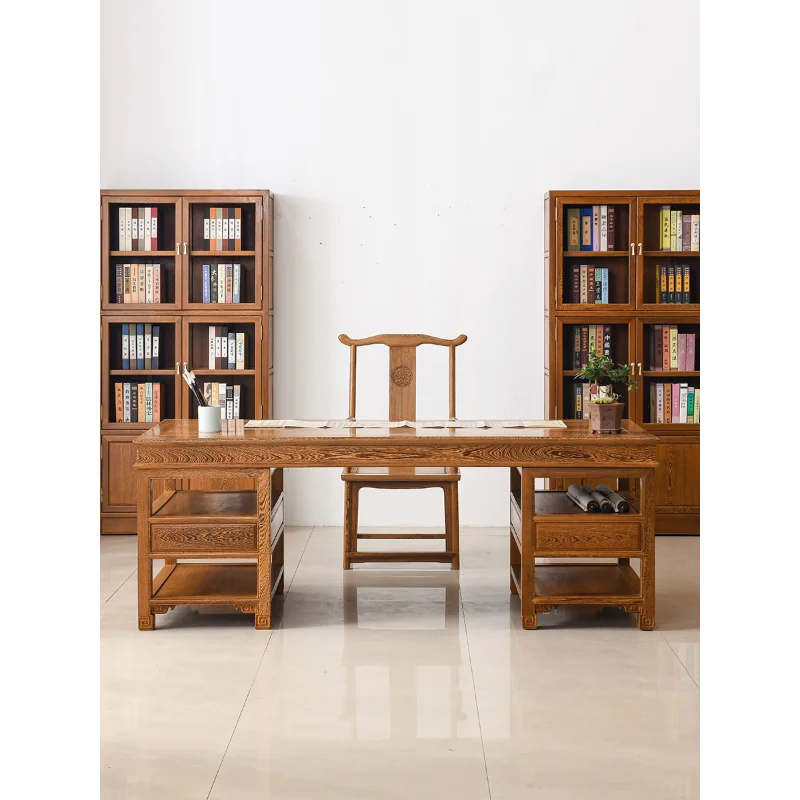 

Chicken wing wood office table and chair combination mahogany desk Chinese painting and calligraphy table solid wood antique stu