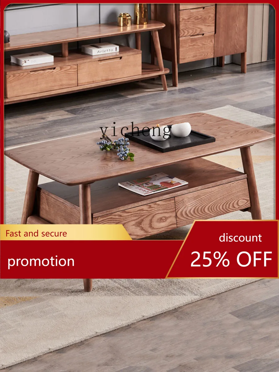 

Журнальный столик CZ и тумба под телевизор для гостиной, полностью массив дерева, натуральный ясень, современная минималистичная мебель