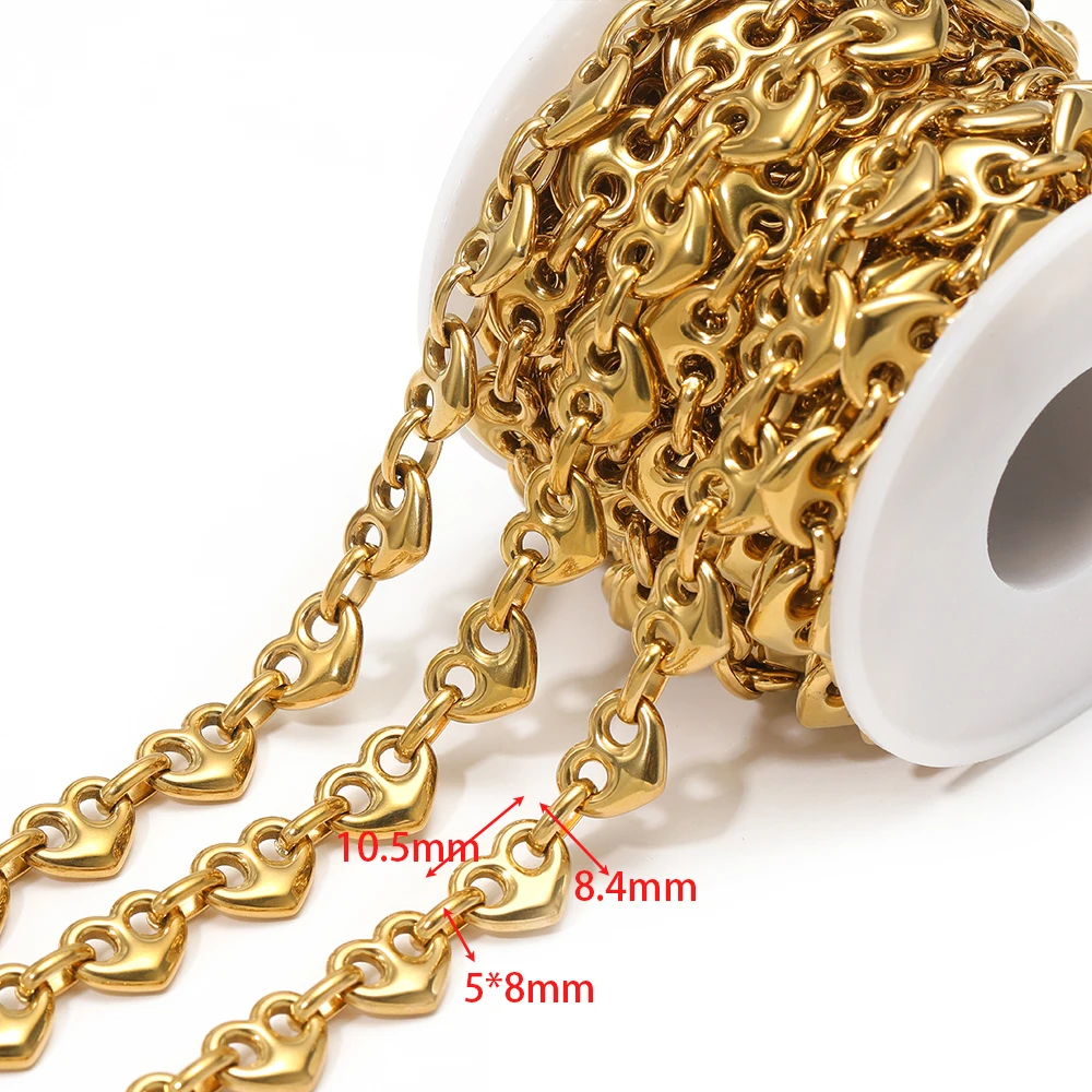 1 meter roestvrijstalen grote hartkettingen vergulde kettingen voor doe-het-zelf punk sieraden maken handgemaakte ketting armband benodigdheden