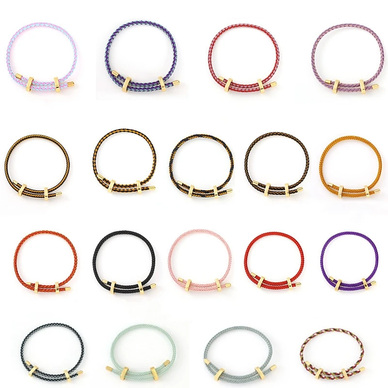 Woven Colorful Rope Bracelet Accessories Octagonal Copper Buckle Steel Wire Rope Bracelet Adjustable Bracelet with Jewelry Gifts