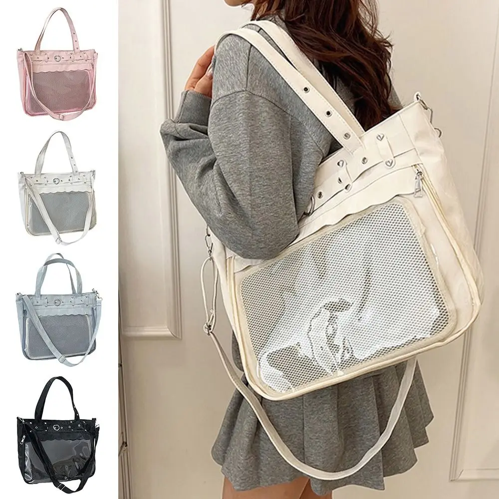 

Transparent Ita Bag Original Design Pure Color Y2K Tote Bag Internal Compartment Minimalist Style JK Uniform Shoulder Bag