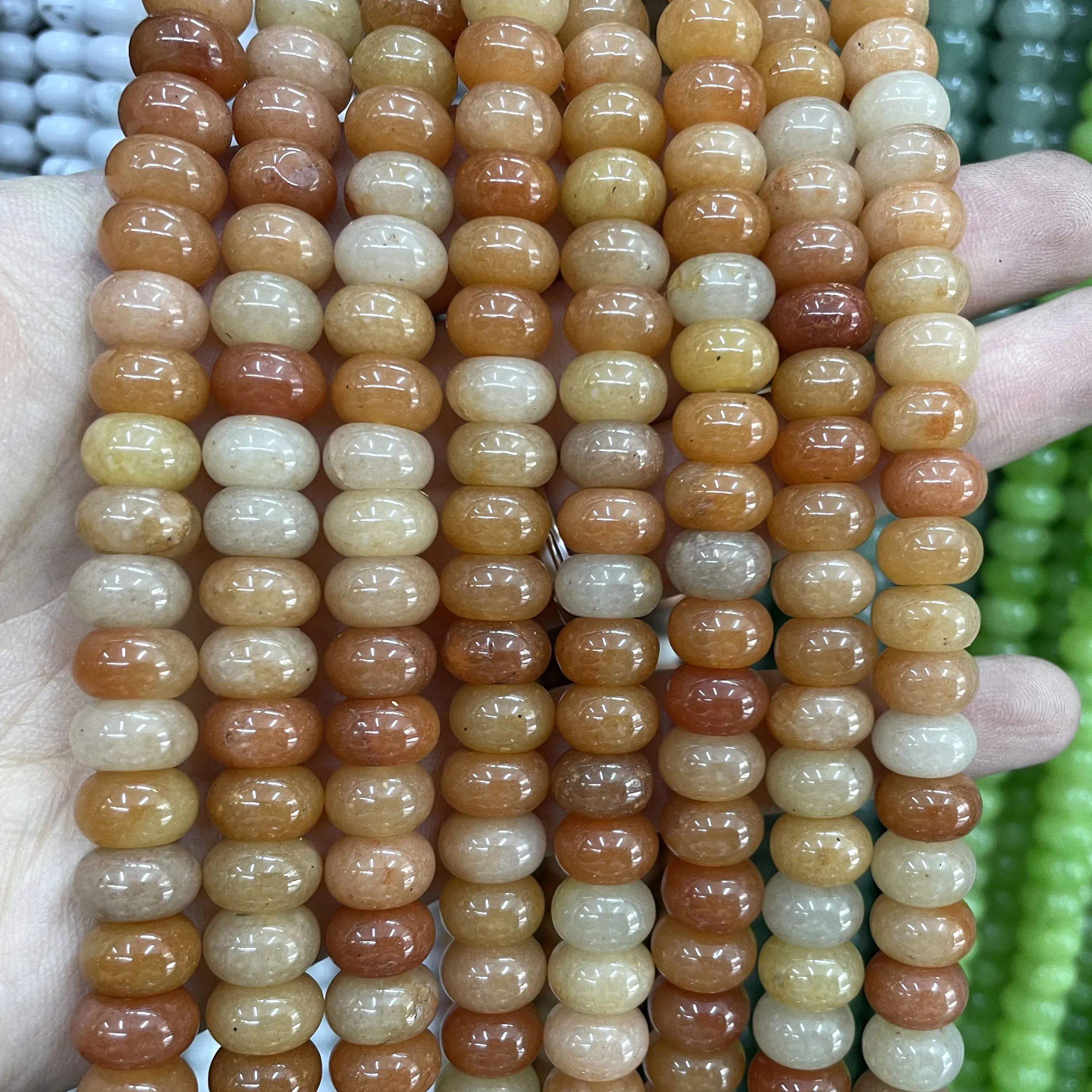 4 6 8 10 MM Naturstein Tigerauge Quarz Aventurin Flache Rondelle Raum Perlen Für Schmuck Machen Diy Halskette zubehör – Detail 7