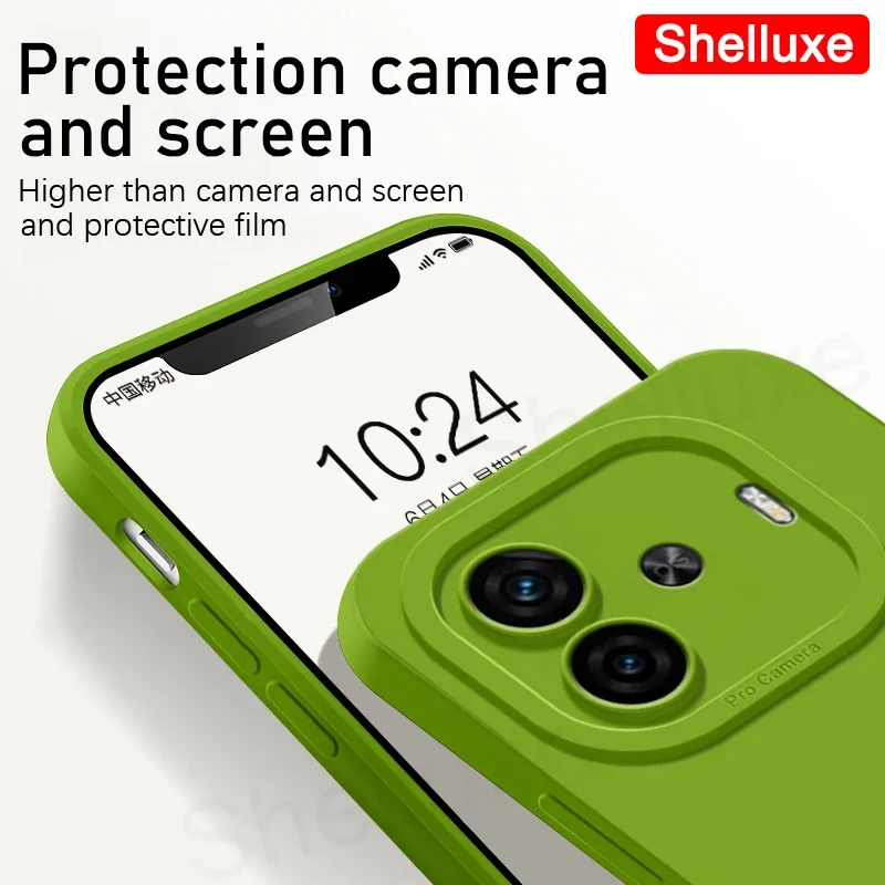 ل VIVO iQOO Z9 توربو حافظة Shelluxe مربع السائل سيليكون غطاء ناعم ل IQOO Z9 توربو Z9Turbo Pro زائد الحالات الهاتف التحمل
