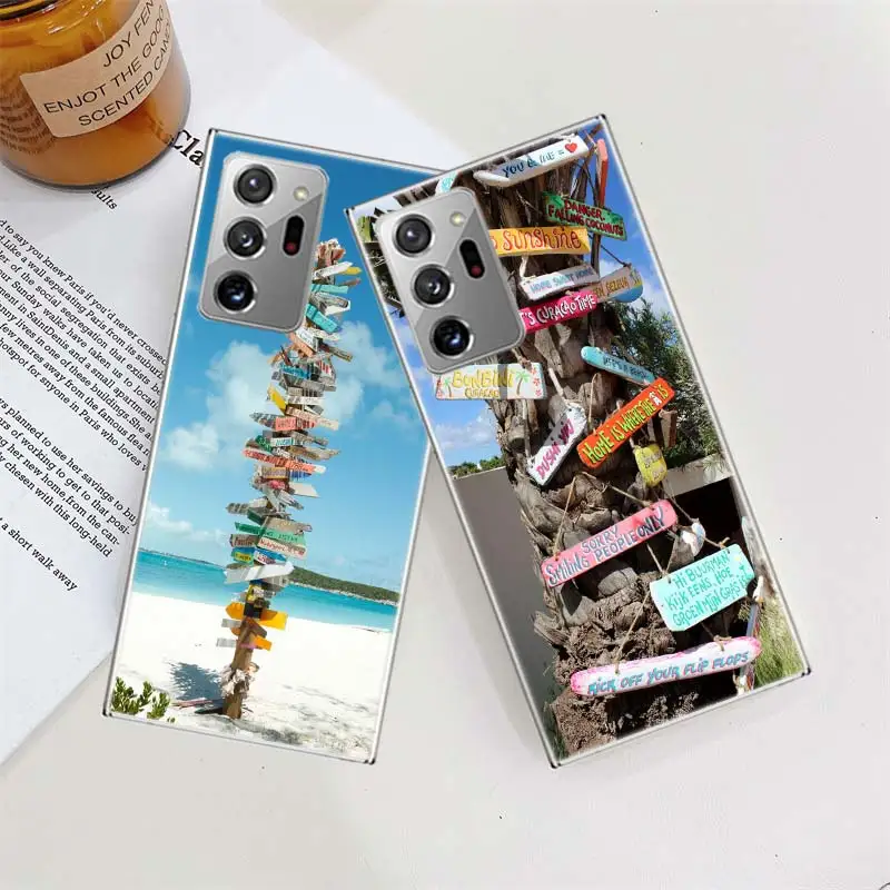 Seaside signs for summer tourism Phone Case For Galaxy Note 20 Ultra 10 9 8 A05S A55 A35 A25 A15 A9 A8 A7 A6 J8 J6 J4 Plus Co