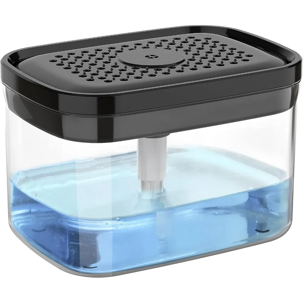 

Dish Soap Dispenser for Kitchen,2 in 1 Premium Sponge Holder, Dishwashing Soap Pump Dispenser for Countertop, Black