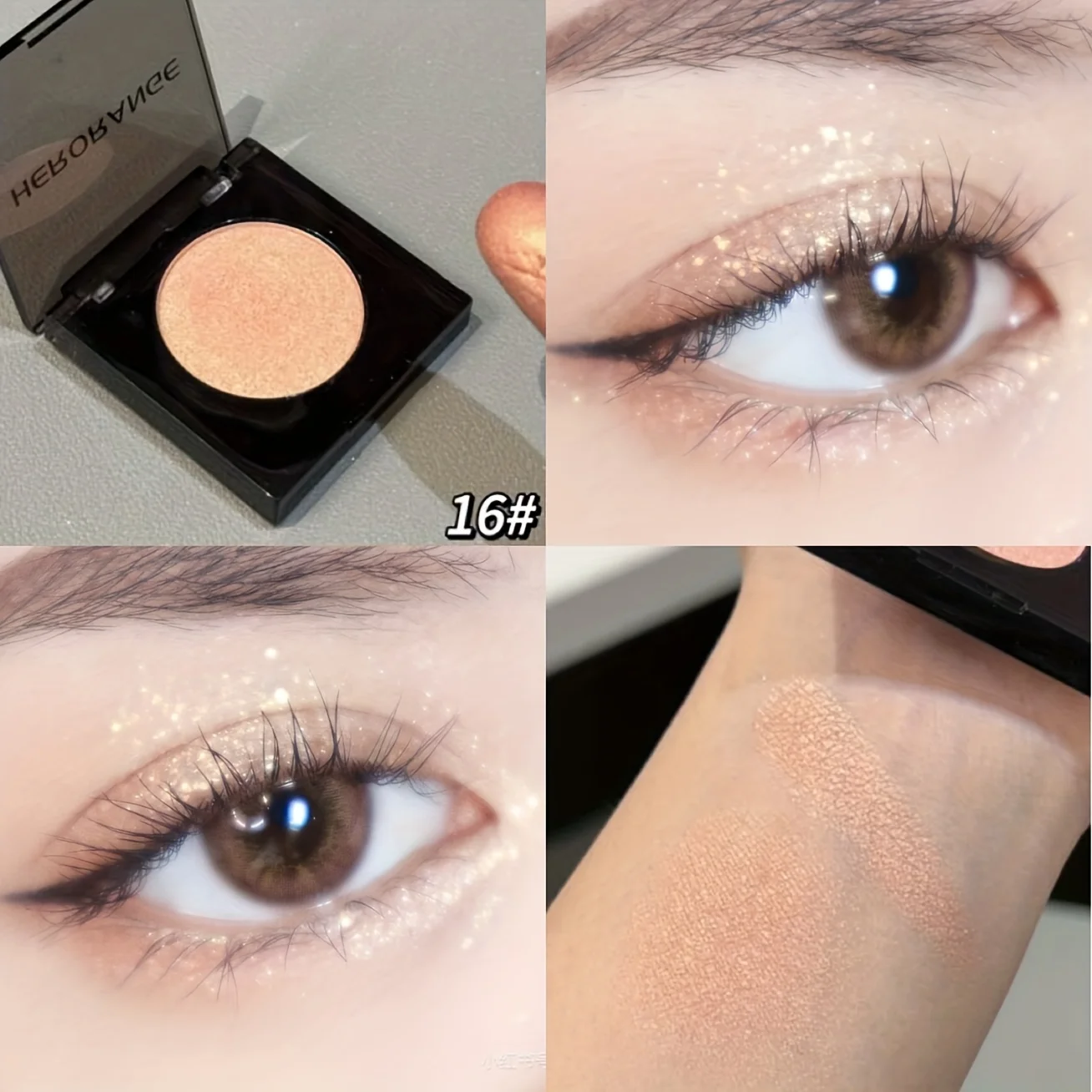 Herorange 16-Farben Lidschatten- und Highlighter-Palette Matt Schimmernd Orange Braun Rosa Champagner Wasserfest Tragbar Festival Make-up – Detail 20