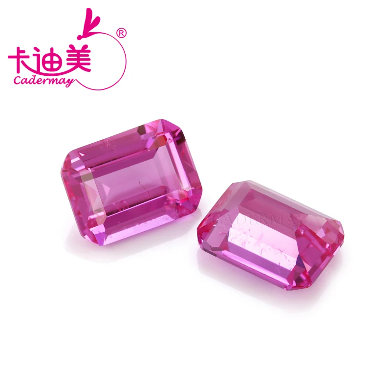 

CADERMAY Lab Grown Pink Sapphire Loose Stones With Inclusions Emerald Cut AGL For Rings Customized Inlaid Jewelry Making DIY